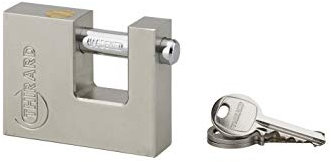 Cadenas LAND 70MM Gris Usage Extérieur - Verrouillage à Billes et Position Fermée pour Récupérer Clé - Corps Acier Monobloc - 3 clés Acier Nickelé, Anse Acier Chromé - THIRARD