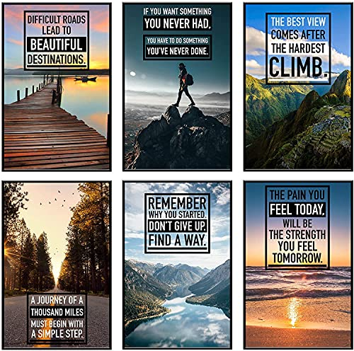Throwback Traits Motivationsposter 6 Stück - Motivierende Wandkunst – inspirierende Wandkunst, motivierende Poster, Motivierende Poster für Büro, Motivierende Wanddekoration, 6 Stück, 27,9 x 43,2 cm