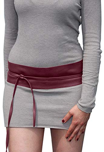 Best Emilie Damen Wickelgürtel in Lederoptik - vielen Farben - Hüftgürtel Taillengürtel Damen Gürtel - Einheitsgröße - Bordeaux