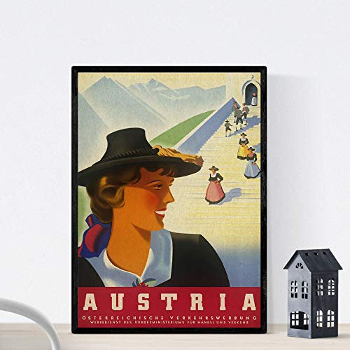 Nacnic Vintage Poster Vintage Poster Europäische Berge. Österreich Reise. A3 Größe