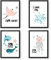 Papierdrachen 4 Kinder Premium Poster DIN A4 | Wandbilder für Kinderzimmer - Unter Wasser Tiere - hochwertige Kunstdrucke | Dekoration | Wandbild Set