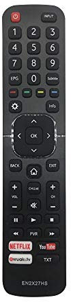 MYHGRC EN2X27HS - Mando a distancia de repuesto para Smartense Hisense UHD 65K5500UWTS H32M2600 H40M3300 H40MEC3350 H43M3000UK 65M7000 H40M2600 H40MEC2650 H43M3000 H43MEC3050
