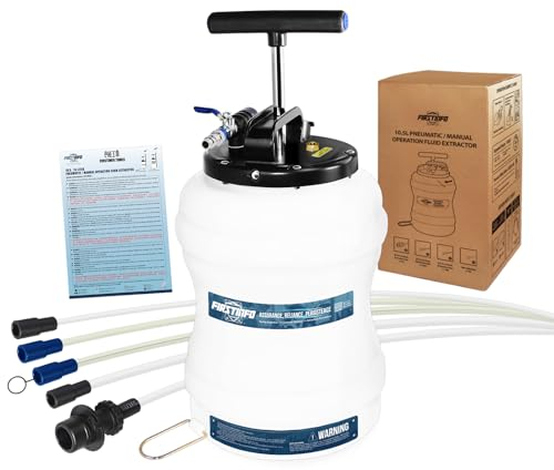 FIRSTINFO A1107EUY5 | Extracteur d’Huile 10,5L pneumatique/Manuel | 3ᵉ génération breveté | Soupape de sécurité | 5 tuyaux Dont Un Ultra-Fin,130 cm | fabriqué à Taïwan
