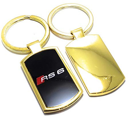 Customgra Porte-clés de voiture en plaqué or 9 carats pour Audi RS6 avec boîte cadeau