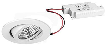 LED Einbaustrahler-Set inkl. Konverter, IP20, rund, 230V, 7W 4000K 770lm 38°, schwenkbar 30°, dimmbar, Weiß