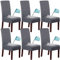 CLGTY Stretch Wasserdicht Stuhlhussen, Stretch Wildleder Stoff Abnehmbar Stuhlbezug Sitzbezüge, Stuhlhussen Für Küche Hotel-grau-6er Set
