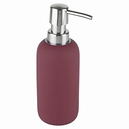 URBNLIVING 3pcs Ceramic Matt Colour Matching Bathroom Dispenser Tumbler Toilet Brush Set (Purple, Soap Dispenser)