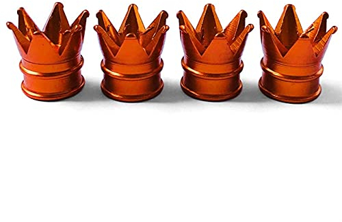 XZMALZYC 4 stücke Ankommen Bunte Aluminium Krone Auto Reifen Ventil STEM Caps Reifen Luftstaubkappen LKW Fahrrad Rad Auto Ventilkappe (Color : 4 pcs of Orange)