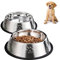 YUDANSI 2PC Paw Prints Stainless Steel Dog Bowls, 350ml Dog Feeding Bowls, Cat Plate Bowls with Rubber Bases, Small, Medium and Large Pet Feeder Bowls and Water Bowls