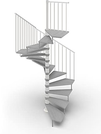 Escalera de caracol de planta cuadrada, 120 x 120 cm. TEKLA 13 escalones - Altura entre los planos 267-312 cm. (Cemento, ACERO BLANCO)
