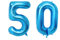 40cm Blau Folienballon Zahl 50