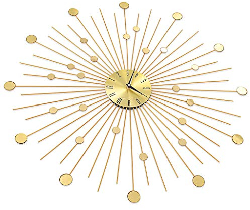 Schlafzimmeruhr, stabile moderne Wanduhr, Sonnen-Design, leicht zu lesen, Metall für Zuhause, Wohnzimmer