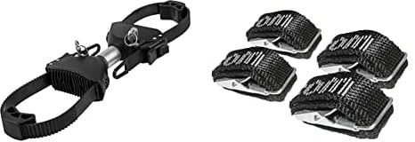 EUFAB 11579 Strap-Rahmenhalter beidseitig, abschließbar, 15 cm Länge & 12011 Textilspanngurte, Spanngurte, für Fahrradträger, 4 Stück