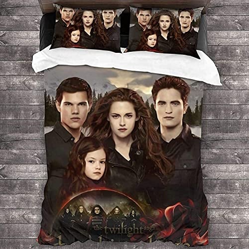 ANSSON Bettwäsche-Sets Vampire Mikrofaser Bettbezug Twilight Schlafzimmer dekorative Bettwäsche mit 2 Kissenbezug Unisex (Twilight4, 135x200cm+80x80cmx2)