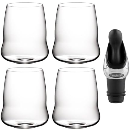 Riedel SL Weinglas ohne Stiel, Cabernet/Sauvignon, 4 Stück, Weinausgießer mit Stopfen (3 Stück)