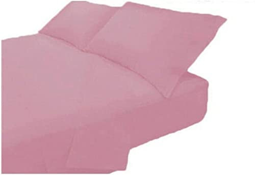 Lingerie Shop Set Lenzuola Letto Singolo Cotone Sotto Sopra + Federa Vari Colori Tinta Unita (Rosa Antico, Singolo)