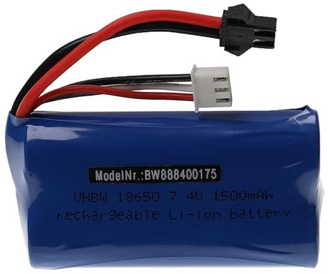 vhbw Akku kompatibel mit TKKJ H101 Modellbau (1500mAh, 7,4V, Li-Ion, 72 x 37 x 19 mm)