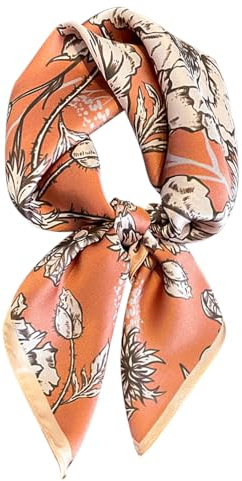 FEIBOON Schal aus 100 % reiner Maulbeerseide, quadratisch, 68,6 x 68,6 cm, für Damen, Halstuch, Kopftuch, Haarschal, Bandana, Geschenkverpackung, Rosa Blumen, 21in