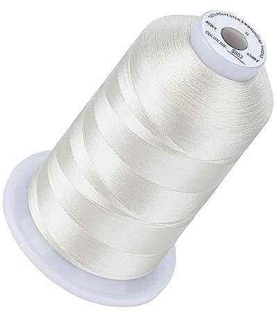 Simthread Stickgarn, 5000 m, 40 W, 100 % Polyester, über 170 lebendige Farben, CPSC-zertifiziert, Hochgeschwindigkeitsbewertung, kompatibel mit Brother, Singer, Janome und mehr, Eierschale S003