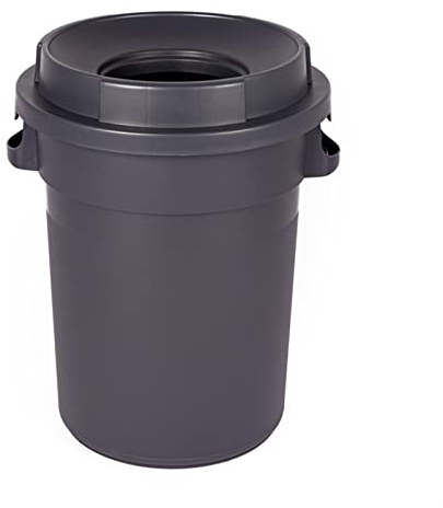 Poubelle ronde avec couvercle, poubelles de recyclage en plastique épais, grande capacité de 21,1/37,1 gallons (gris 80 l)