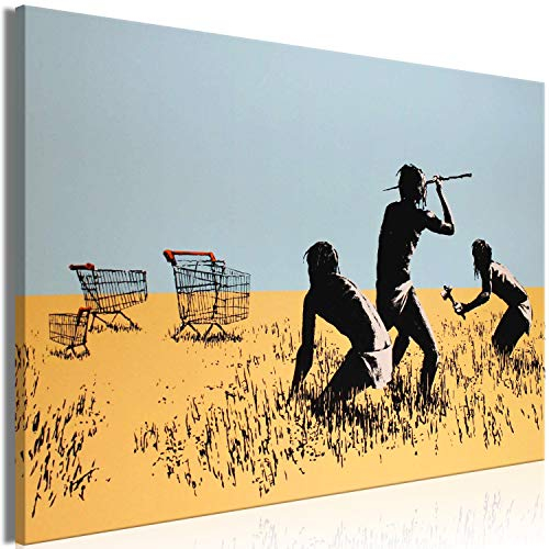 murando - Akustikbild Banksy Trolley Hunters Leinwandbild 1 tlg Kunstdruck modern Wandbilder XXL Wanddekoration Design Wand Bild - Graffiti Street Art Straßenkunst h-C-0088-b-a