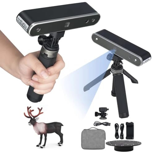 DISHENGZHEN 3D Scanner Handheld 0.05 mm Precision Portable 3D Scanner for 3D Colour Printing, 10 Fps Scan Speed，Support Moblie and Laptop with Dual Axis Turntable, Face and Body Scan