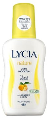 Lycia, Nature Ingwer und Yuzu, Deodorant Vapo ohne Gas mit natürlichem Antibakteriell, langanhaltende Frische, Formel ohne Flecken, wirksam bis zu 48 Stunden, ohne Aluminiumsalze, 50 ml