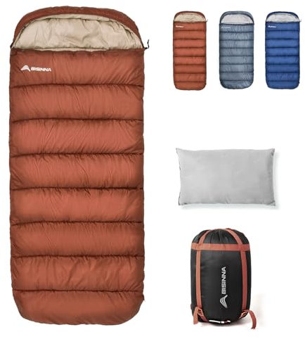 BISINNA XXL Schlafsack für große Erwachsene, 3-4 Jahreszeiten Schlafsack Winter Outdoor Warmer Deckenschlafsack, Plus Size Wide Camping Schlafsack (Orange, 2.5kg Left Zipper)