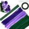TOAOB 200 Stück 3 Farben Pfeifenputzer Bunt Set mit Blumendraht und Blumenband Chenille Stems Pipecleaners für Tulpenstrauß Bastelprojekte und Dekorationen