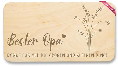 Frühstücksbrettchen Holz Natur - Frühstücksbrett - Danke Opa Geschenke I Dankeschön Geschenkidee Opi I Weihnachten I Geburtstag - 22x12 - Holz - geschenk opas brotzeitbrettl grossvater für