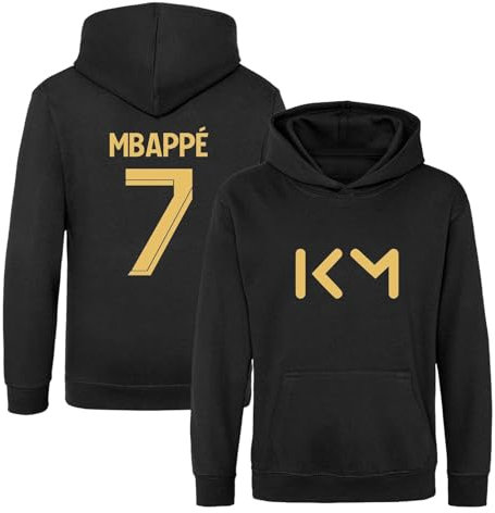 BlackMacaw Sweat à Capuche Inspiré de Kylian Mbappe | Kit de Football pour Enfants Garçons et Filles | Manches Longues avec Poche | Unisexe | Cadeau