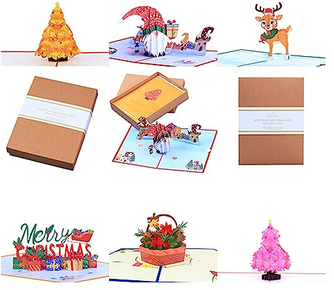 3D-Weihnachtskarten-Set zum Ausdruck Ihrer Dankbarkeit für dieses Festival, Geburtstagsgeschenk, Dekoration, Zubehör, einzigartige Grußkarten