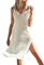 CUPSHE Damen Bikini Cover Up Crochet Strandkleid V Ausschnitt Ärmellos Lochmuster Sexy Strandponcho Sommer Beach Midi Dress Weiß M