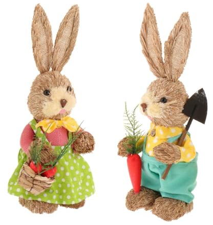 harayaa Adornos de de Paja de Pascua, estatuilla de Conejo de Primavera, Conejo de Paja Artificial para decoración del hogar, Boda, Vacaciones de, Estilo a
