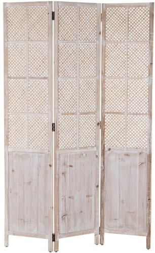 DRW Paravent aus Holz, 3 Flügel, weiß, gebeizt, 117 x 2 x 180 cm