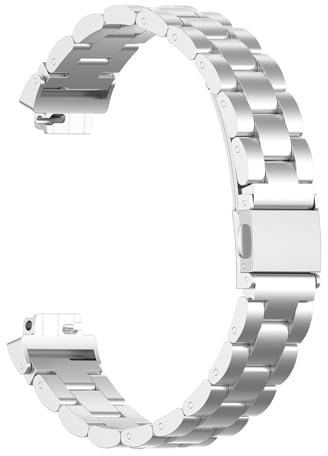 Factorys Metall Armband Kompatibel mit Fitbit Inspire/Inspire HR für Herren Damen, Edelstahl Ersatzarmband Uhrenarmband für Fitbit Inspire/Inspire HR, Silber