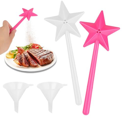 VMUTGA 2 Stück Salzstreuer Zauberstab, Magisches Gewürzstreuer mit 2 Kleinen Trichtern, Stern Gewürzstreuer Zauberstab, Spices Spice Shaker für Küche Cooking
