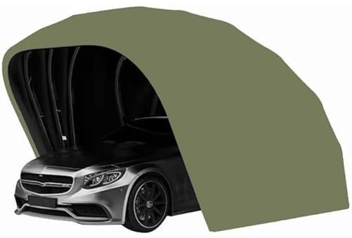 Tente De Voiture Mobile En Acier Inoxydable, Semi-automatique Garage Portable, Pliable Rétractable Abri De Voiture Avec Cadre Robuste Et Toile De Protection for Voiture Résistante Aux Intempéries(Vert