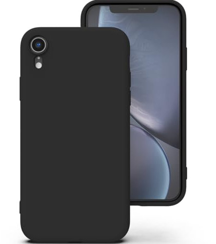 Zuvirelx Glatte Silikon hülle für iPhone XR, Staubbeständig, Slim, Taschentauglich Handyhülle Cover Case für Apple iPhone XR - Schwarz
