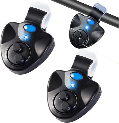 Intelligenter LED Bissanzeiger Empfindsame Angel Bissanzeiger Elektronisch mit LED-Leuchtanzeiger Swinger Vibration auf der Rute Angelsummer Ausrüstung von für Nacht- und Langstreckenangeln (2 Pcs)