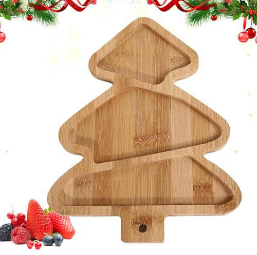 Generic Wooden Christmas Platter - Tree-Shaped Charcuterie Board - Festive Appetizer & Dessert Plate - Solid Wood Construction