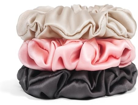 3 Stück Seiden Haargummis Damen 100% reine Maulbeerseide, 16 Momme Seide Haarringe mit Gummiband, Haargummis für Damen Silk Scrunchies