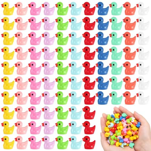 Halinuia 200 Pcs 11 Couleurs Petit Canard a Cacher Mini Canard en Plastique Canards Miniatures Figurines en Résine pour Aquarium Paysage de Jardin Ornement Maisons de Poupées