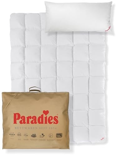 PARADIES Bettenset - Mikrofaser Ganzjahresdecke 135x200 cm inkl. mittleres Kopfkissen 40x80 cm mit Bio-Baumwoll Bezug, Öko-Tex 100 Klasse 1