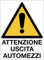 GLOBAL CARTELLO SEGNALETICO - Attenzione uscita automezzi - Adesivo Extra Resistente, Pannello in Forex, Pannello In Alluminio (Alluminio, 30x42 cm)
