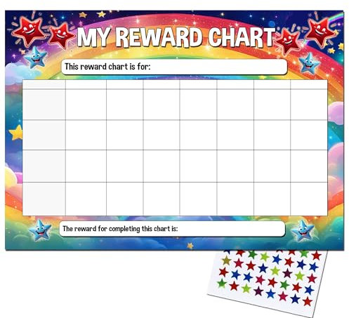 A4 Children's Star Reward Chart with 77 Star Stickers, 21cm x 29.7cm