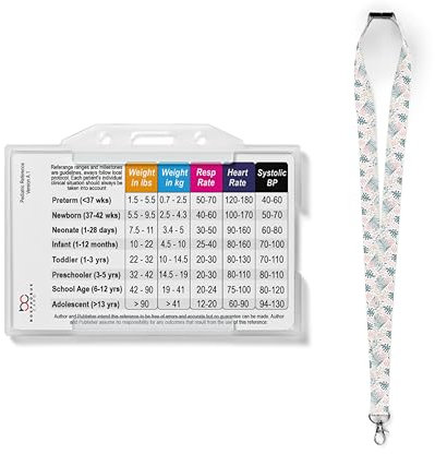 Outil de référence pour étudiant en médecine, échelle coma de Glasgow, ordre de tirage, cartes en plastique pour signes vitaux pédiatriques et porte-cartes transparent (signes vitaux pédiatriques avec