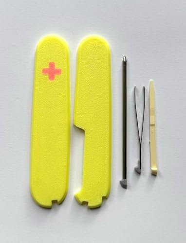 Replacement Covers For Victorinox Scales Plus 91mm Plastic Handles With Toothpick Tweezers And Ballpoint Pen Glow In The Dark (Yellow)