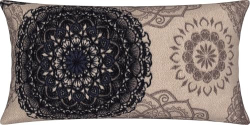 Erwin Müller Kissenbezug, Kissenhülle Flanell - Mandala - mollig warm, temperaturregulierend, mit praktischem Reißverschluss - beige Größe 40x80 cm