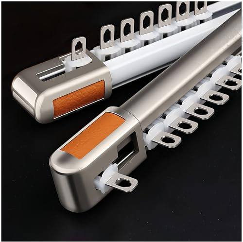 1-6m - Gardinenschiene, Vorhangschienen aus Aluminium, Gardinenstange Deckenmontage, 1-Läufig Gardinenschiene für Gardienenschiene mit Metall Vorhang Haken für Dusch Erker RV Raumteiler(White,3.0m/9.8